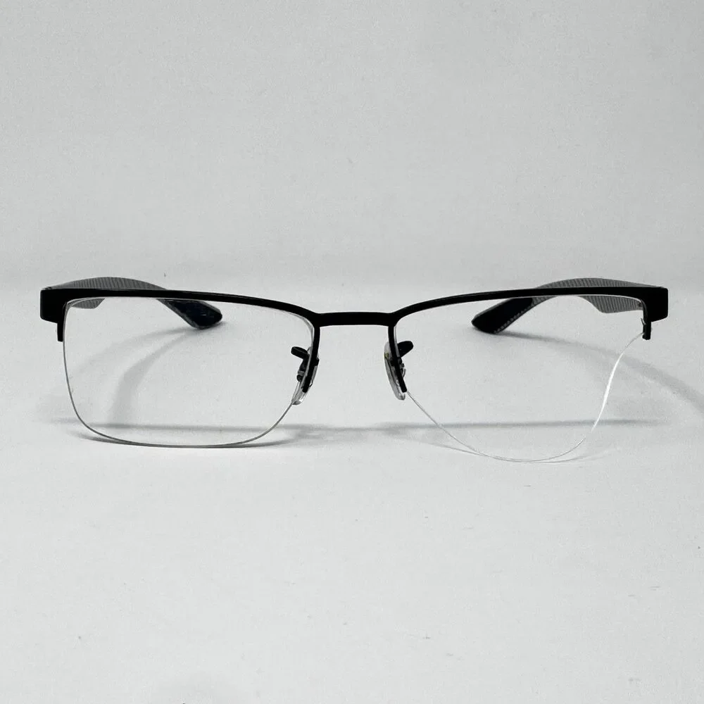 Ray-Ban RB8412 2503 Black Carbon Fiber Half Rim Eyeglass Frames 54-17-145